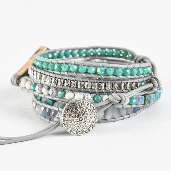 Sky Blue Imperial Jasper Bracelet wrap around - Picture 2 of 9